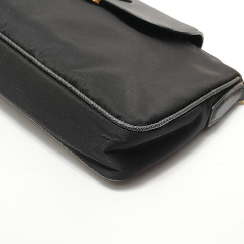 PRADA Triangle logo nylon Saffiano leather Shoulder Bag black WS28291