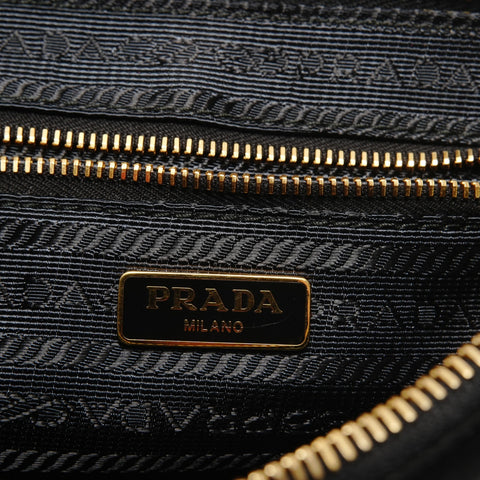 PRADA Triangle logo nylon Saffiano leather Shoulder Bag black WS28291
