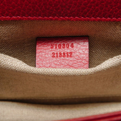 GUCCI Interlocking G leather Shoulder Bag Red WS28293