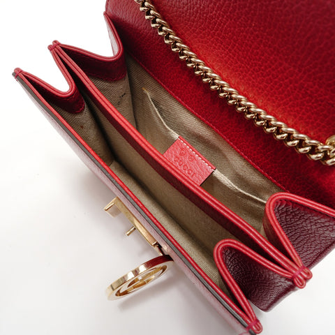 GUCCI Interlocking G leather Shoulder Bag Red WS28293