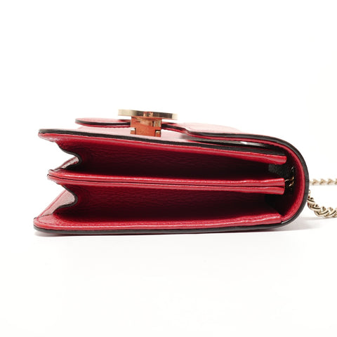 GUCCI Interlocking G leather Shoulder Bag Red WS28293