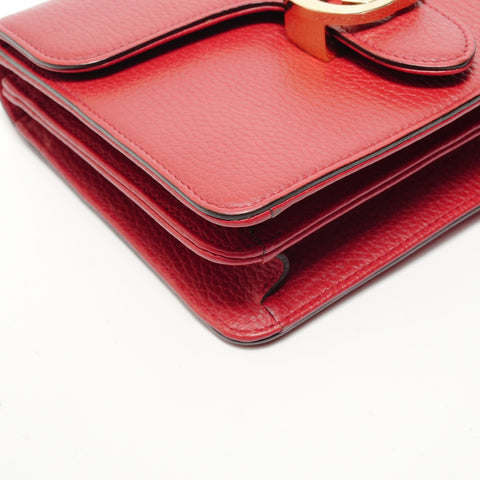 GUCCI Interlocking G leather Shoulder Bag Red WS28293
