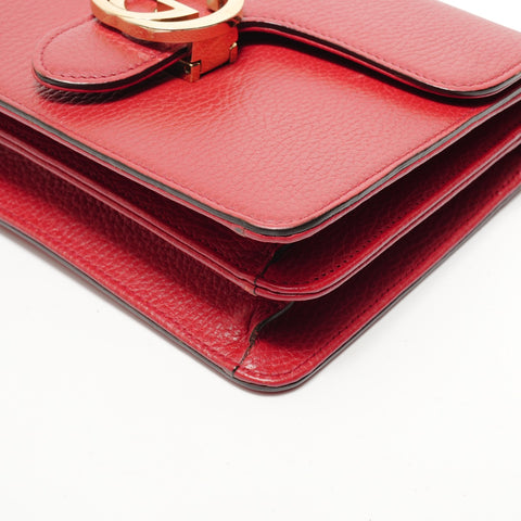 GUCCI Interlocking G leather Shoulder Bag Red WS28293