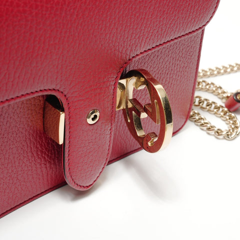 GUCCI Interlocking G leather Shoulder Bag Red WS28293