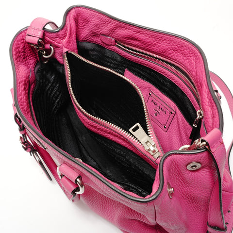 PRADA Triangle logo leather 2WAY Handbag pink WS28295