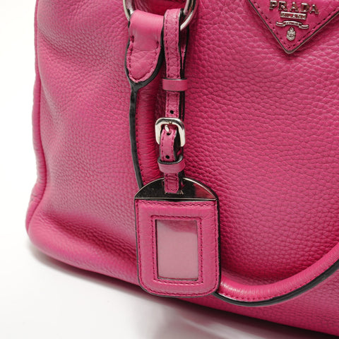 PRADA Triangle logo leather 2WAY Handbag pink WS28295