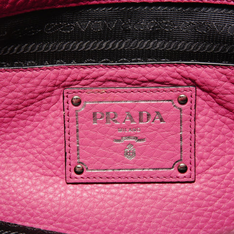 PRADA Triangle logo leather 2WAY Handbag pink WS28295