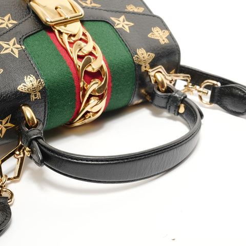 GUCCI Sylvie Bee & Star Mini Bag Handbag black WS28296