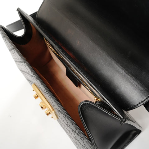 GUCCI Guccissima Padlock Top Handle Bag Handbag black WS28297