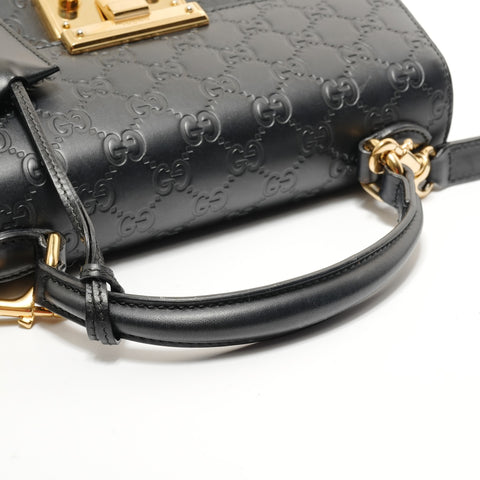 GUCCI Guccissima Padlock Top Handle Bag Handbag black WS28297