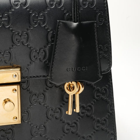 GUCCI Guccissima Padlock Top Handle Bag Handbag black WS28297