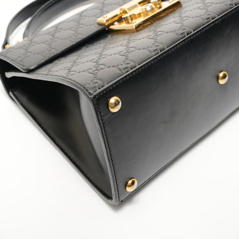 GUCCI Guccissima Padlock Top Handle Bag Handbag black WS28297