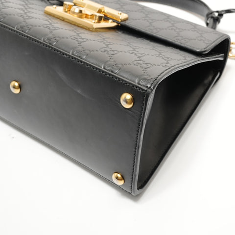 GUCCI Guccissima Padlock Top Handle Bag Handbag black WS28297