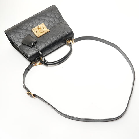 GUCCI Guccissima Padlock Top Handle Bag Handbag black WS28297