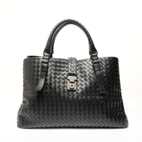BOTTEGAVENETA INTRECCIATO Roma 2WAY Leather Handbag black WS28301