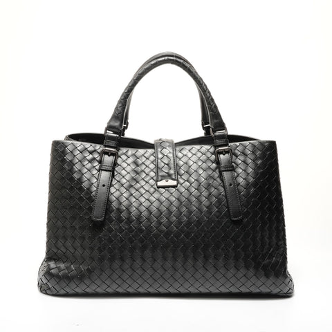 BOTTEGAVENETA INTRECCIATO Roma 2WAY Leather Handbag black WS28301