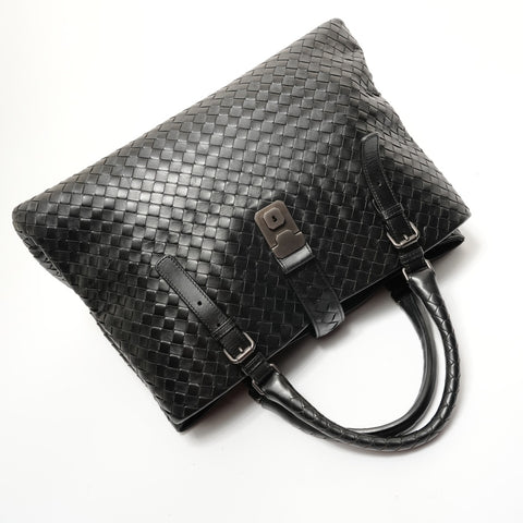 BOTTEGAVENETA INTRECCIATO Roma 2WAY Leather Handbag black WS28301