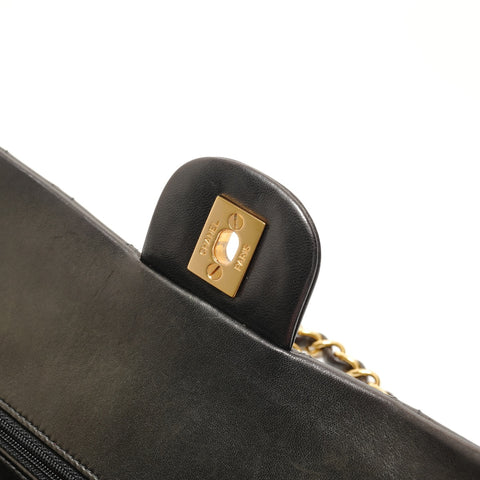 CHANEL No. 3 1996-1997 COCO Mark Double Flap Lambskin Shoulder Bag black WS28312