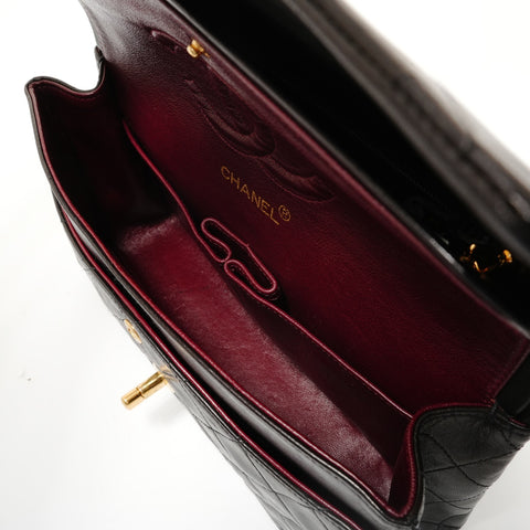 CHANEL No. 3 1996-1997 COCO Mark Double Flap Lambskin Shoulder Bag black WS28312