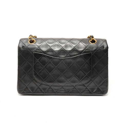 CHANEL No. 3 1996-1997 COCO Mark Double Flap Lambskin Shoulder Bag black WS28312