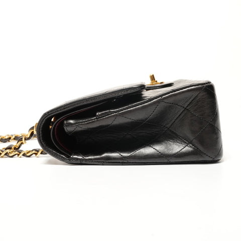 CHANEL No. 3 1996-1997 COCO Mark Double Flap Lambskin Shoulder Bag black WS28312