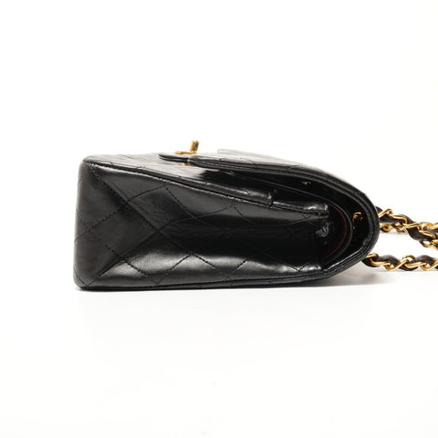CHANEL No. 3 1996-1997 COCO Mark Double Flap Lambskin Shoulder Bag black WS28312