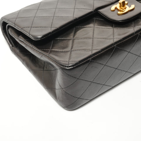 CHANEL No. 3 1996-1997 COCO Mark Double Flap Lambskin Shoulder Bag black WS28312