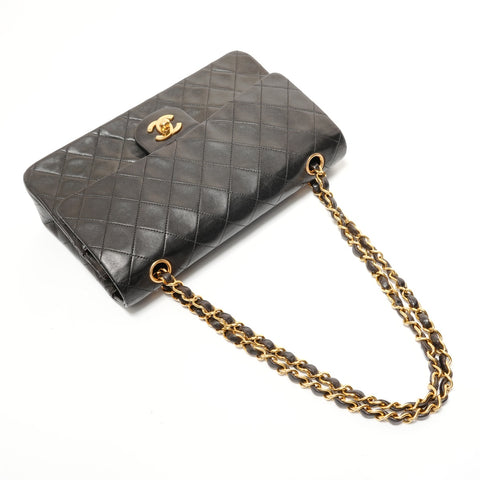 CHANEL No. 3 1996-1997 COCO Mark Double Flap Lambskin Shoulder Bag black WS28312