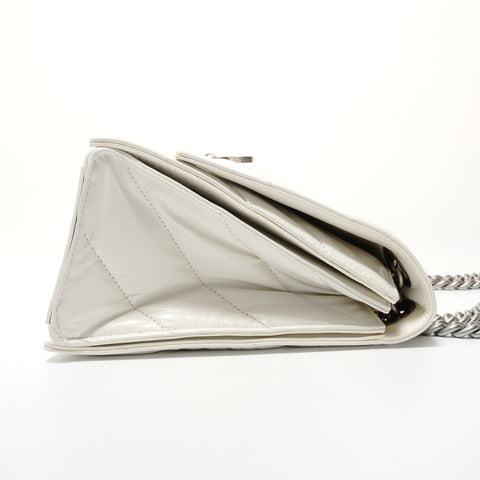 BALENCIAGA Crushed Leather Shoulder Bag white WS28313