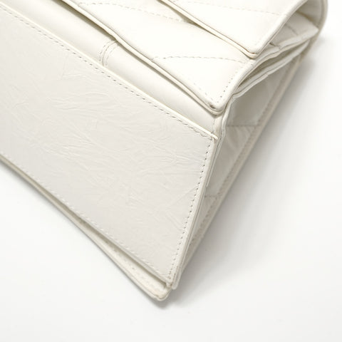 BALENCIAGA Crushed Leather Shoulder Bag white WS28313