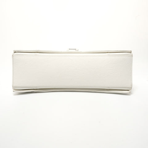 BALENCIAGA Crushed Leather Shoulder Bag white WS28313