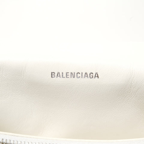 BALENCIAGA Crushed Leather Shoulder Bag white WS28313
