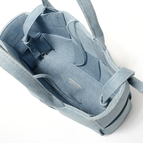 BOTTEGAVENETA Maxi INTRECCIATO Mini Arco 2-way Denim Handbag blue WS28314