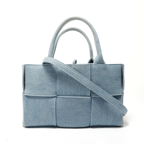BOTTEGAVENETA Maxi INTRECCIATO Mini Arco 2-way Denim Handbag blue WS28314