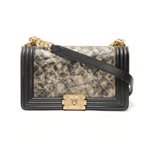 CHANEL Item No. 26, 2018-2019 Boy Chanel Metallic Shoulder Bag gold WS28315