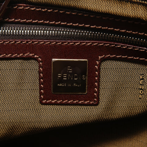 FENDI Zucca Canvas Metal Handle Handbag Brown WS28316
