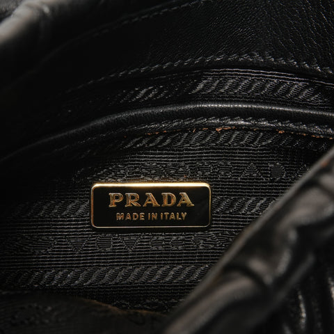 PRADA Gathered 2-Way Leather Handbag black WS28318