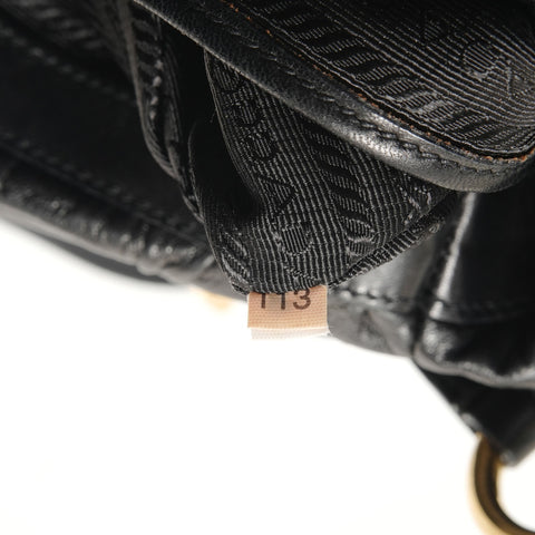 PRADA Gathered 2-Way Leather Handbag black WS28318