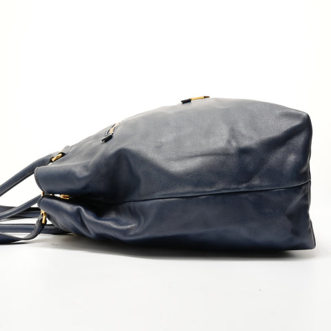 PRADA Soft calf leather 2-way bag Tote Bag Navy WS28324