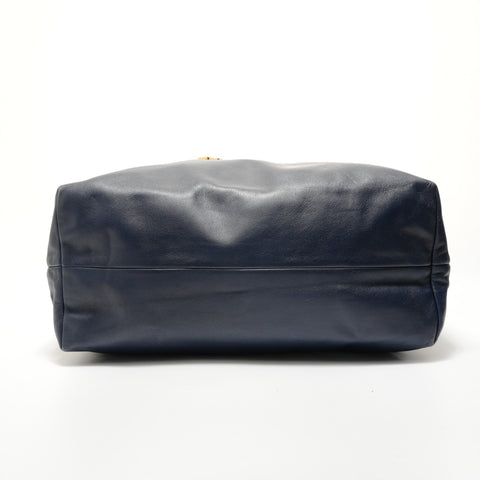 PRADA Soft calf leather 2-way bag Tote Bag Navy WS28324
