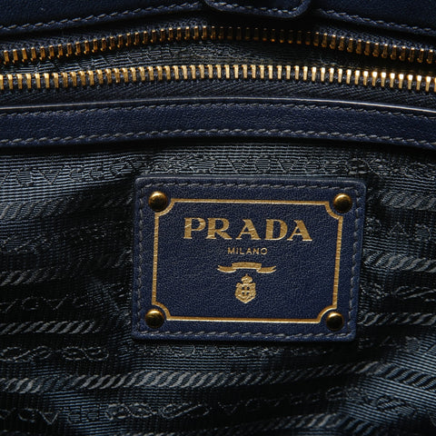 PRADA Soft calf leather 2-way bag Tote Bag Navy WS28324