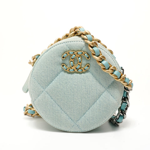 CHANEL 19 Matelass Denim 31 Series Chain Shoulder Bag blue WS28327