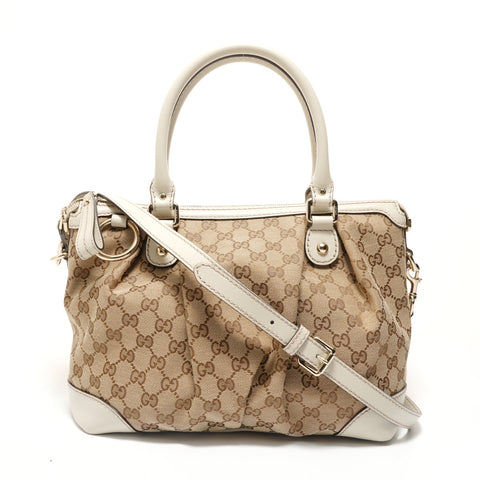 GUCCI GG Canvas Sukey 2way Handbag beige WS28328