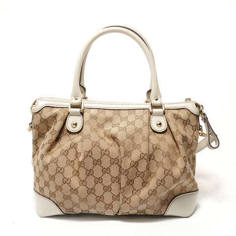 GUCCI GG Canvas Sukey 2way Handbag beige WS28328