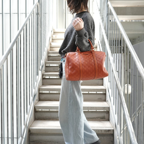 GUCCI Guccissima Joy Boston Bag Handbag Orange WS28330