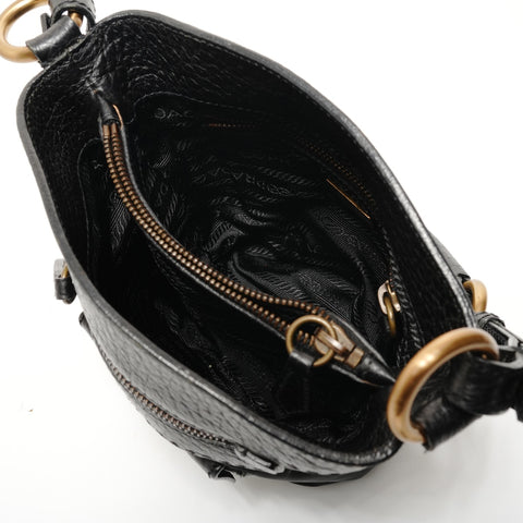 PRADA one belt logo Metal Shoulder Bag black WS28332