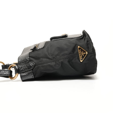 PRADA one belt logo Metal Shoulder Bag black WS28332