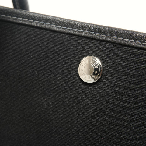 HERMES Garden Party PM Toile Officier Handbag black WS28338
