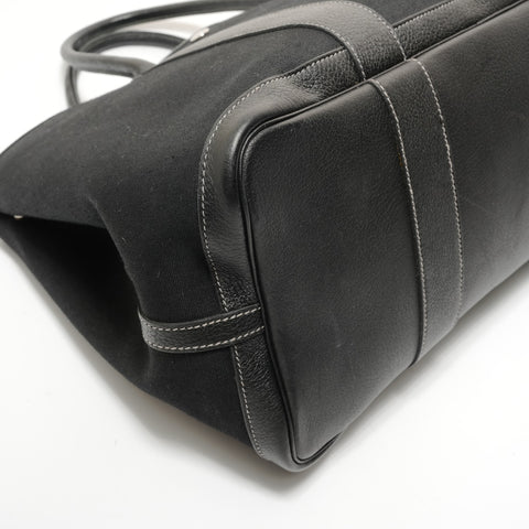 HERMES Garden Party PM Toile Officier Handbag black WS28338
