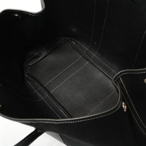 HERMES Garden Party PM Toile Officier Handbag black WS28338